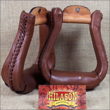 MEDIUM OIL TOUGH1 LEATHER LACED BELL SADDLE STIRRUP 3 NECK 2.5 TREAD