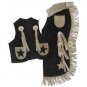 SMALL TOUGH 1 SPLIT LEATHER 2 POCKET YOUTH VEST & CHAP SET W/ STARS BLACK