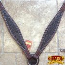 HILASON WESTERN LEATHER HORSE BREAST COLLAR DARK BROWN CROCODILE