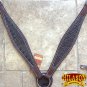 HILASON WESTERN LEATHER HORSE BREAST COLLAR DARK BROWN CROCODILE