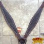 HILASON WESTERN LEATHER HORSE BREAST COLLAR DARK BROWN CROCODILE