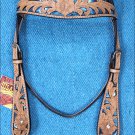 HILASON WESTERN LEATHER HORSE BRIDLE HEADSTALL TAN WITH TURQUOISE