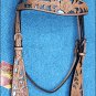 HILASON WESTERN LEATHER HORSE BRIDLE HEADSTALL TAN WITH TURQUOISE