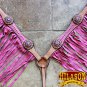 HILASON WESTERN LEATHER BREAST COLLAR TAN W/ PINK FRINGES BLING BERRY CONCHO