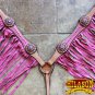 HILASON WESTERN LEATHER BREAST COLLAR TAN W/ PINK FRINGES BLING BERRY CONCHO