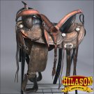 HILASON TREELESS WESTERN LEATHER TRAIL BARREL RACING SADDLE 16 W/ BRIDLE COLLAR