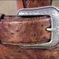 42X1 1/2" 3D BROWN MENS DRESS OSTRICH PRINT LEATHER BELT REMOVABLE SILVER BUCKLE
