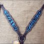 S526 HILASON WESTERN HORSE BREAST COLLAR W/ TURQUOISE ZEBRA LEATHER INLAY