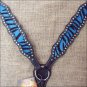 S526 HILASON WESTERN HORSE BREAST COLLAR W/ TURQUOISE ZEBRA LEATHER INLAY