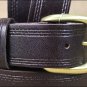 54IN. BROWN 1.5in CASUAL LEATHER BELT TRIPLE STITCHED EMBOSSED BORDER MADE IN US