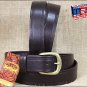 30IN. BROWN 1.5in CASUAL LEATHER BELT TRIPLE STITCHED EMBOSSED BORDER MADE IN US