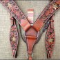 V1 HILASON WESTERN LEATHER HORSE HEADSTALL BREAST COLLAR DARK OIL BLACK HAIR ON