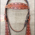 S257 HILASON WESTERN LEATHER HORSE BRIDLE HEADSTALL DARK OIL W/ RHINESTONES