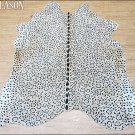 HS587 LEOPARD STENCIL BRAZILIAN HAIR ON COWHIDE LEATHER RUG 49 SQFT