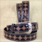 42 x 1 1/2" 3D DARK BROWN MENS FLOWER PATTERN WESTERN FASHION LEATHER BELT