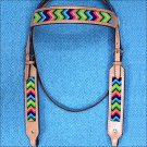 HILASON WESTERN LEATHER HORSE BRIDLE HEADSTALL TAN W/ AZTEC INLAY