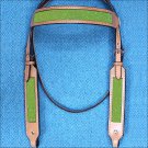 HILASON WESTERN LEATHER HORSE BRIDLE HEADSTALL TAN W/ YELLOW INLAY