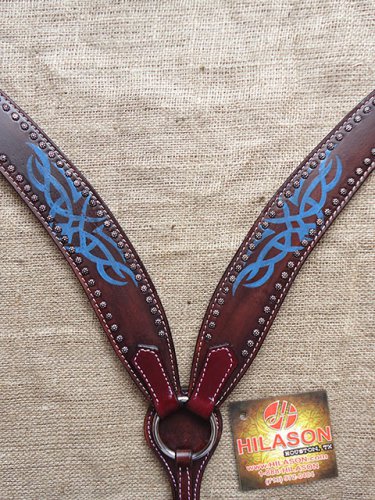 F538 NEW HILASON WESTERN LEATHER HORSE BREAST COLLAR DARK BROWN