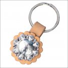 HILASON GENUINE LEATHER KEY CHAIN SILVER BERRY CONCHO