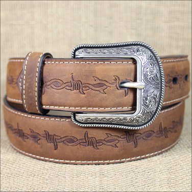 32x1 1/2" 3D BROWN MENS WESTERN FASHION LEATHER BELT REMOVABLE BUCKLE