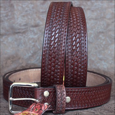 46" HILASON HAND MADE HEAVY DUTY BUFFALO HIDE LEATHER STICHED BELT