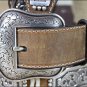 M&F WESTERN ARIAT BROWN SCALLOP RAWHIDE CONCHO LEATHER MEN'S BELT 34-46 inches