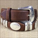 44IN 9119L TONY LAMA BARK BROWN CUTTING CHAMP SCALLOP WESTERN LEATHER MEN'S BELT