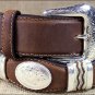 44IN 9119L TONY LAMA BARK BROWN CUTTING CHAMP SCALLOP WESTERN LEATHER MEN'S BELT