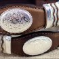 44IN 9119L TONY LAMA BARK BROWN CUTTING CHAMP SCALLOP WESTERN LEATHER MEN'S BELT