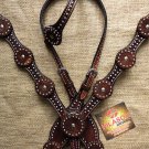 S549 HILASON WESTERN LEATHER HORSE ONE EAR BRIDLE HEADSTALL BREAST COLLAR BROWN