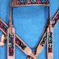 HILASON WESTERN LEATHER HORSE HEADSTALL BREAST COLLAR TAN W/ PEACE SIGN INLAY