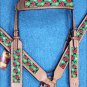 HILASON WESTERN LEATHER HORSE HEADSTALL BREAST COLLAR TAN W/ LADY BIRD INLAY