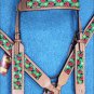 HILASON WESTERN LEATHER HORSE HEADSTALL BREAST COLLAR TAN W/ LADY BIRD INLAY