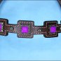 HILASON WESTERN LEATHER HORSE HEADSTALL BRIDLE BROWN LAVENDER BLING CONCHO