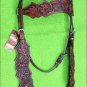 F39M HILASON WESTERN LEATHER HORSE BRIDLE HEADSTALL MAHOGANY HAND CARVED