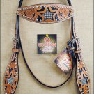 HILASON WESTERN LEATHER BRIDLE HEADSTALL BLACK HAND CARVED STAR