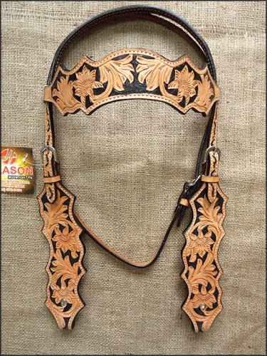 HILASON WESTERN LEATHER HORSE BRIDLE HEADSTALL LIGHT OIL BLACK
