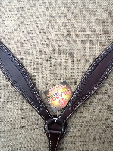 S463 HILASON WESTERN LEATHER HORSE BREAST COLLAR - DARK BROWN