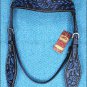 HILASON WESTERN LEATHER HORSE BRIDLE HEADSTALL BLACK W/ TURQUOISE INLAY