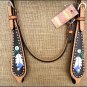 HILASON WESTERN LEATHER HORSE BRIDLE HEADSTALL HAND PAINT BLACK GREEN