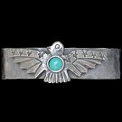 LOULABELLE SILVER THUNDERBIRD CUFF BRACELET LADIES TURQUOISE INLAY BEAD PLATING