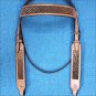HILASON WESTERN LEATHER HORSE BRIDLE HEADSTALL TAN W/ GOLD INLAY