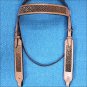 HILASON WESTERN LEATHER HORSE BRIDLE HEADSTALL TAN W/ GOLD INLAY