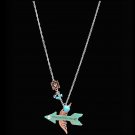 3D JUSTIN SILVER TONE FOLLOW YOUR HEART ARROW ANGEL WING WOMAN LADIES NECKLACE
