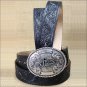 48" JUSTIN WESTERN BLACK TOOLED LEATHER TROPHY MEN BELT 1-1/2" WIDE