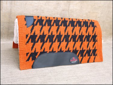 FEP247 MADE IN USA HILASON WESTERN WOOL FELT SADDLE BLANKET PAD ORANGE BLACK