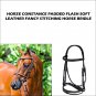 HORZE STITCH LEATHER CONSTANCE PADDED FLASH BRIDLE PADDED HORSE REINS