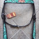 HILASON WESTERN LEATHER HORSE BRIDLE HEADSTALL GREEN HAND PAINT FLORAL