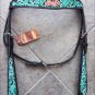 HILASON WESTERN LEATHER HORSE BRIDLE HEADSTALL GREEN HAND PAINT FLORAL