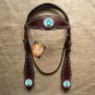 HILASON WESTERN LEATHER HORSE BRIDLE HEADSTALL BROWN BLUE WHEEL CONCHOS